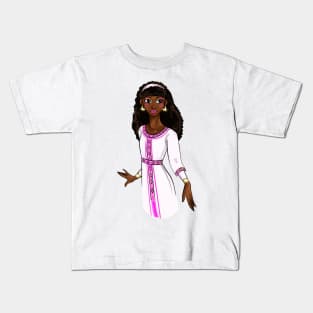 Black is Beautiful - Ethiopia African Melanin Girl in traditional outfit Kids T-Shirt